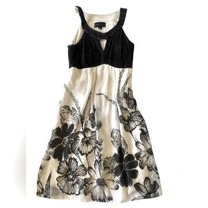 Connected Apparel Floral Black and White Dress